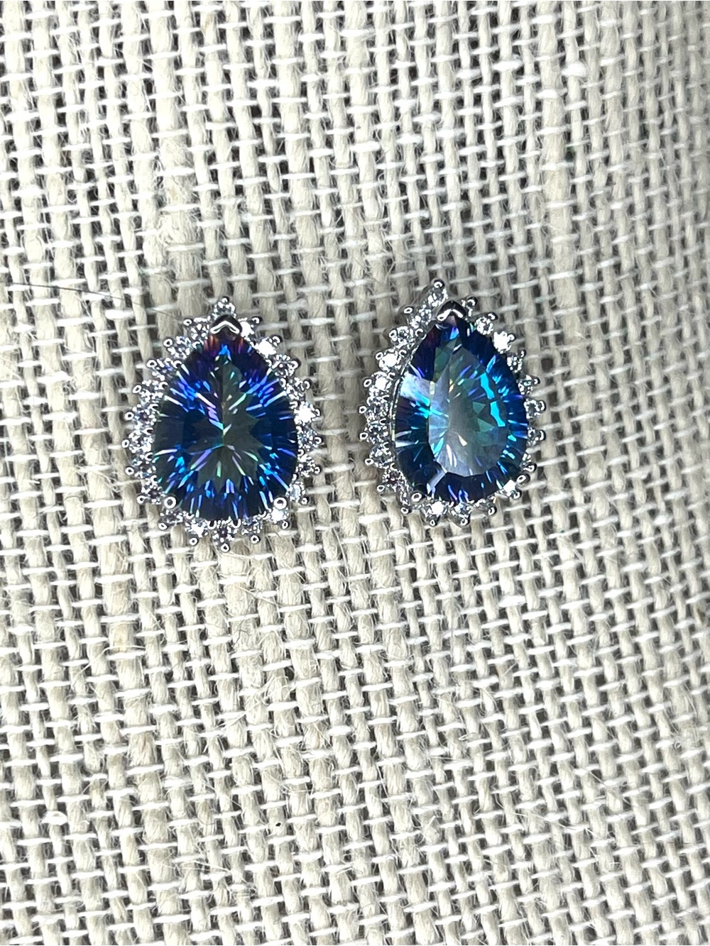 Mystic Quartz & Sterling Silver Teardrop Stud Earrings